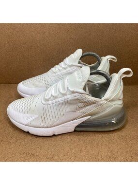 Nike Air Max 270 Sneaker Shoes White Metallic Silver SZ 7 Youth Mesh Lightweight